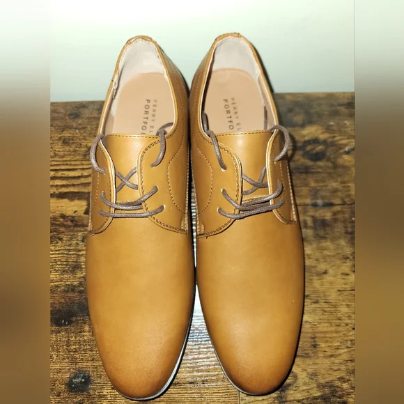 Perry Ellis Tan Leather Derby Shoes Randall Dress Shoe – Perry Ellis main image 4